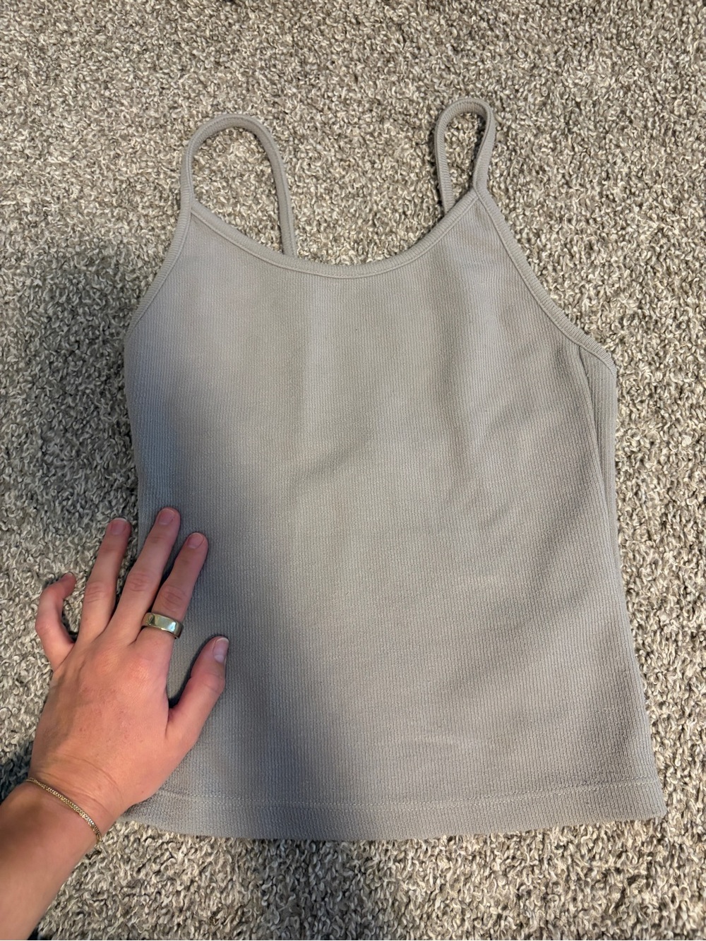 ROLLA'S Ribbed Spaghetti Strap Tank - Gray